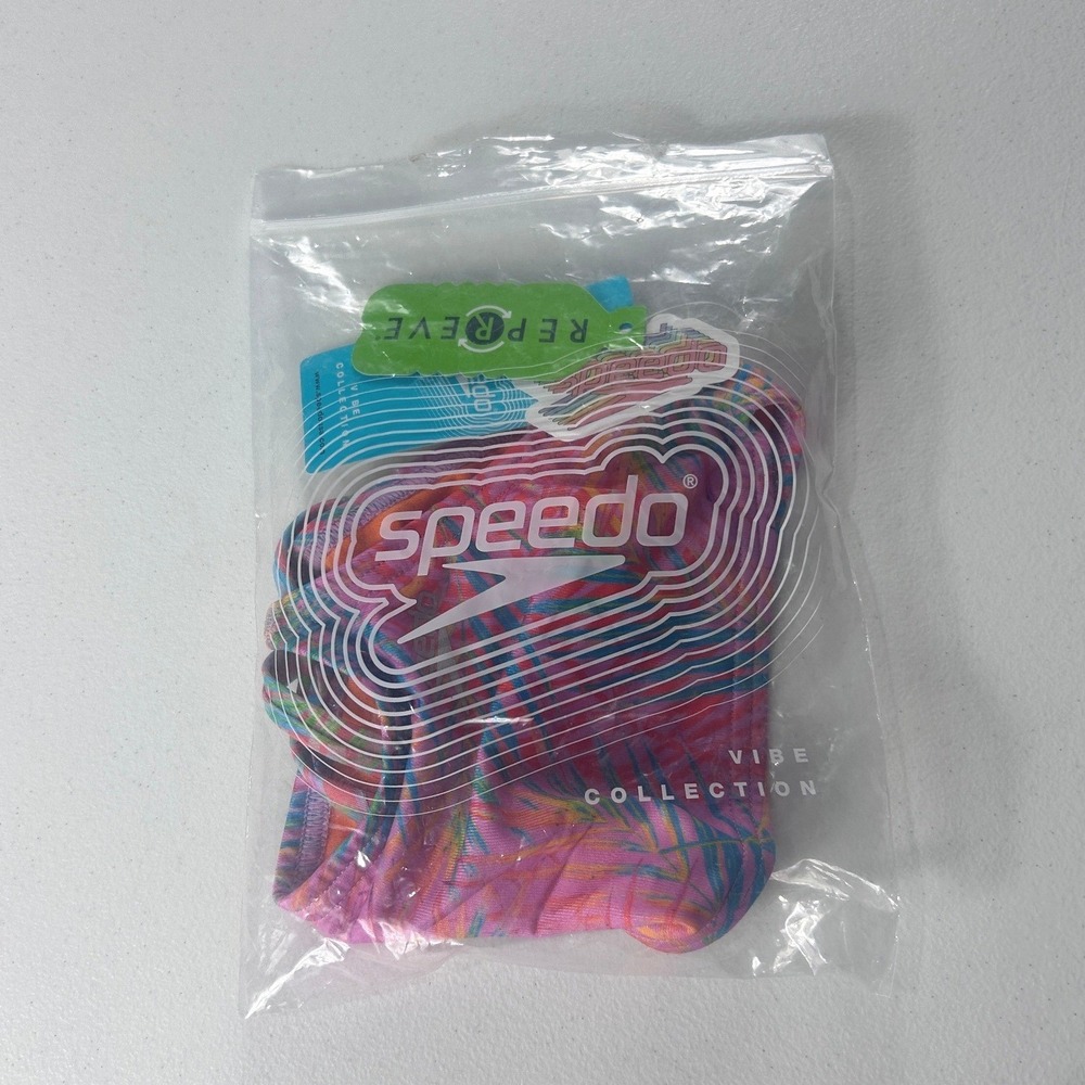 Speedo Vibe Endurance Throwing Shade Tropical Bikini Top Pink Orange Medium NEW - Picture 8 of 10